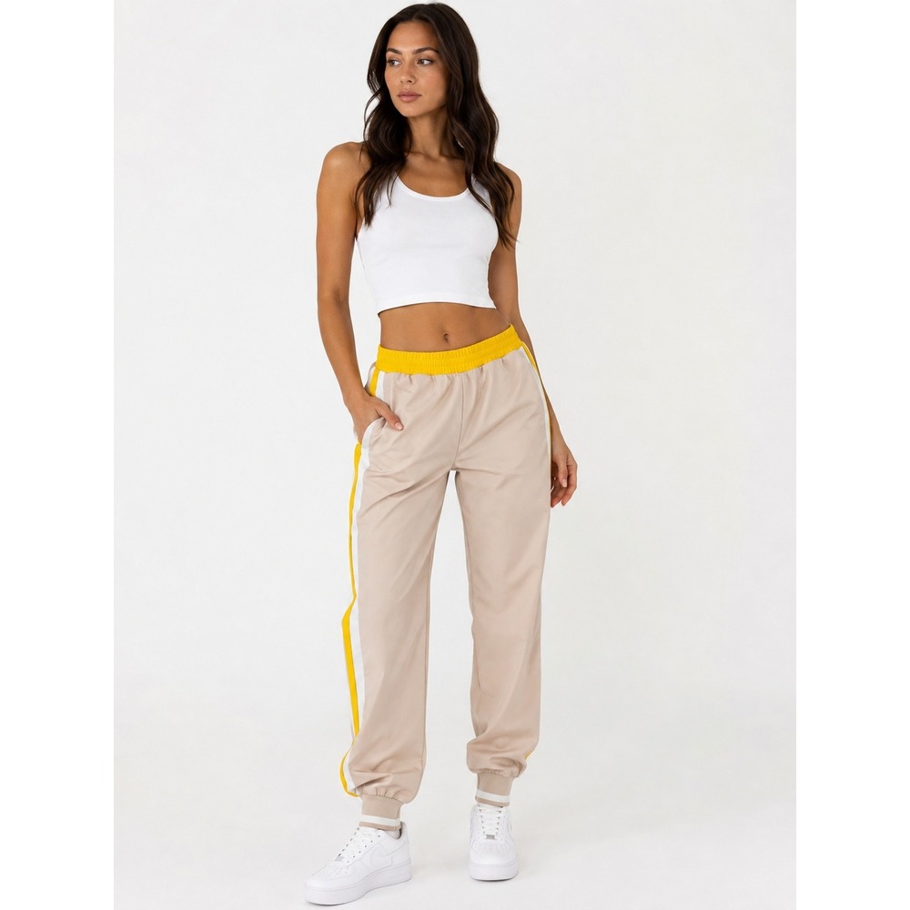 Title: Zara Women's S Colorblock Track Pants Yellow Beige Retro Y2K Joggers